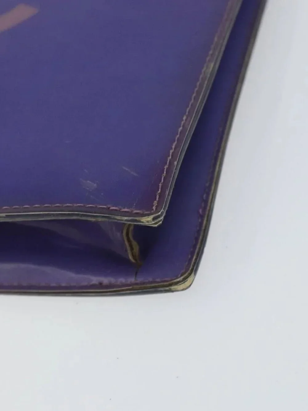 CHANEL Hologram Chain Shoulder Bag Vinyl Purple CC Auth ka1124